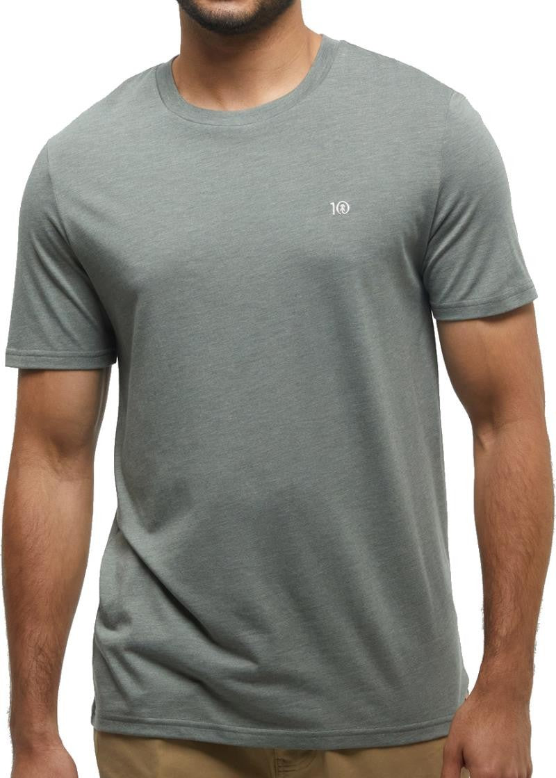 Embroidered Ten Classic T-Shirt - Mens - agave green heather / pale oak 1