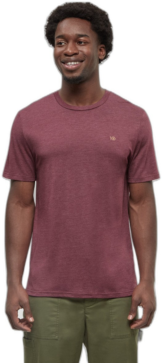 Embroidered Ten Classic T-Shirt - Mens - deep burgundy heather / camel 1