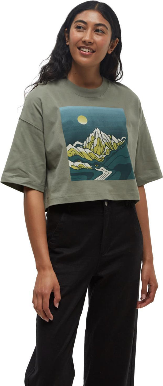 Emerald Edge Oversized Crop T-Shirt - Womens - agave green / darkest spruce 1