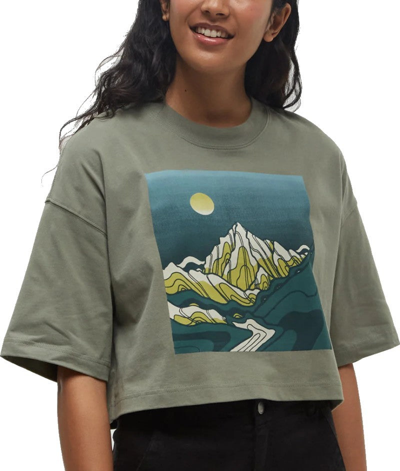 Emerald Edge Oversized Crop T-Shirt - Womens - agave green / darkest spruce 1