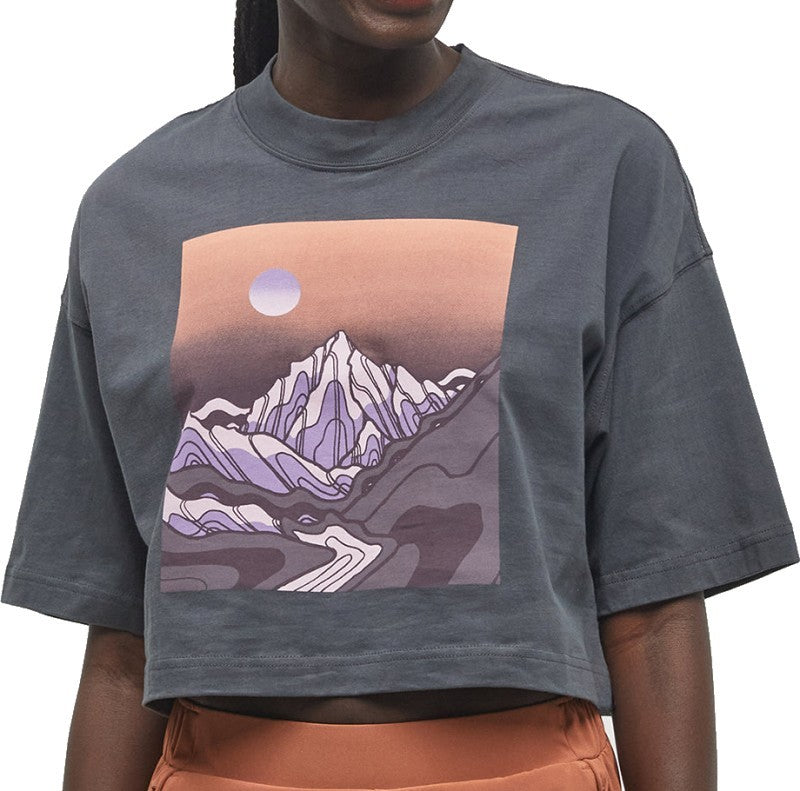 Emerald Edge Oversized Crop T-Shirt - Womens - graphite / huckleberry 1