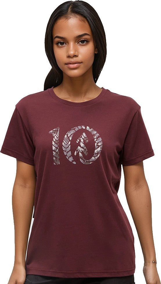 Fernleaf Ten T-Shirt - Womens - deep burgundy / brushed nickel 1