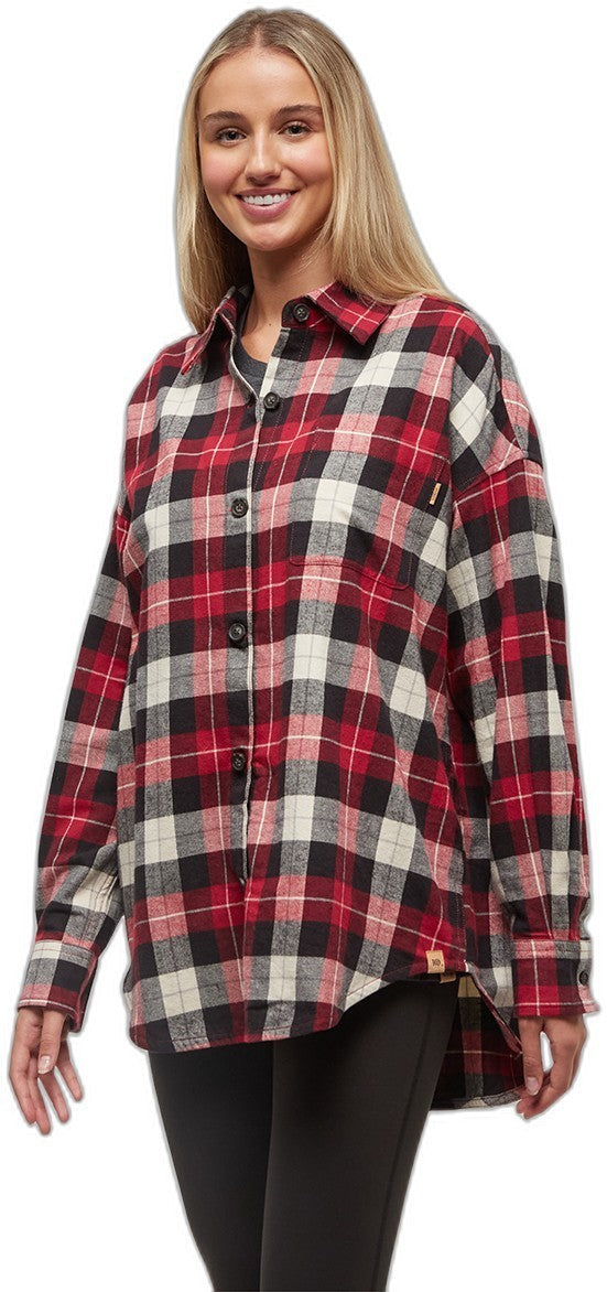 Fernwood Flannel Shirt - Womens - crimson / lodge plaid 1