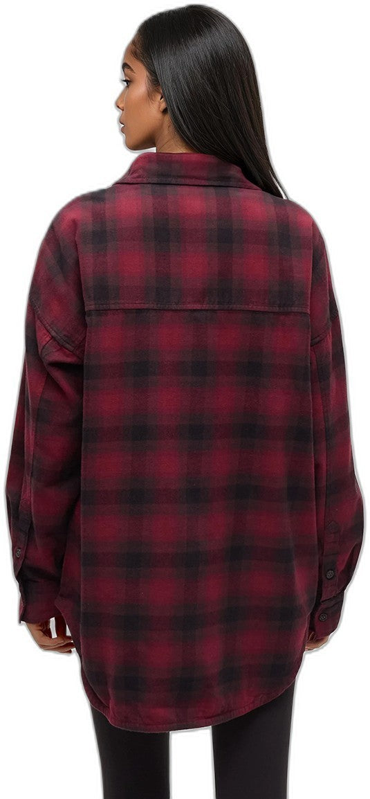 Fernwood Flannel Shirt - Womens - deep burgundy / shadow plaid 1
