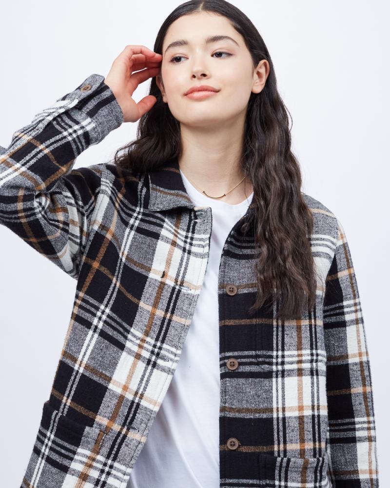 Flannel Utility Jacket - Womens - cloud white arbor plaid 1