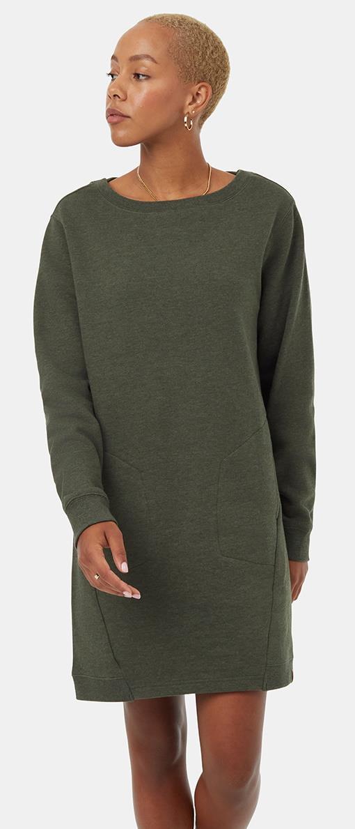 Fleece Crew Dress - dark kombu green heather 1