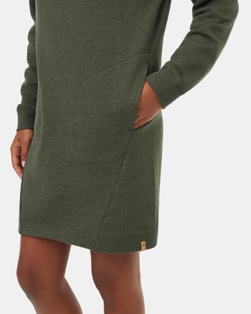 Fleece Crew Dress - dark kombu green heather 1