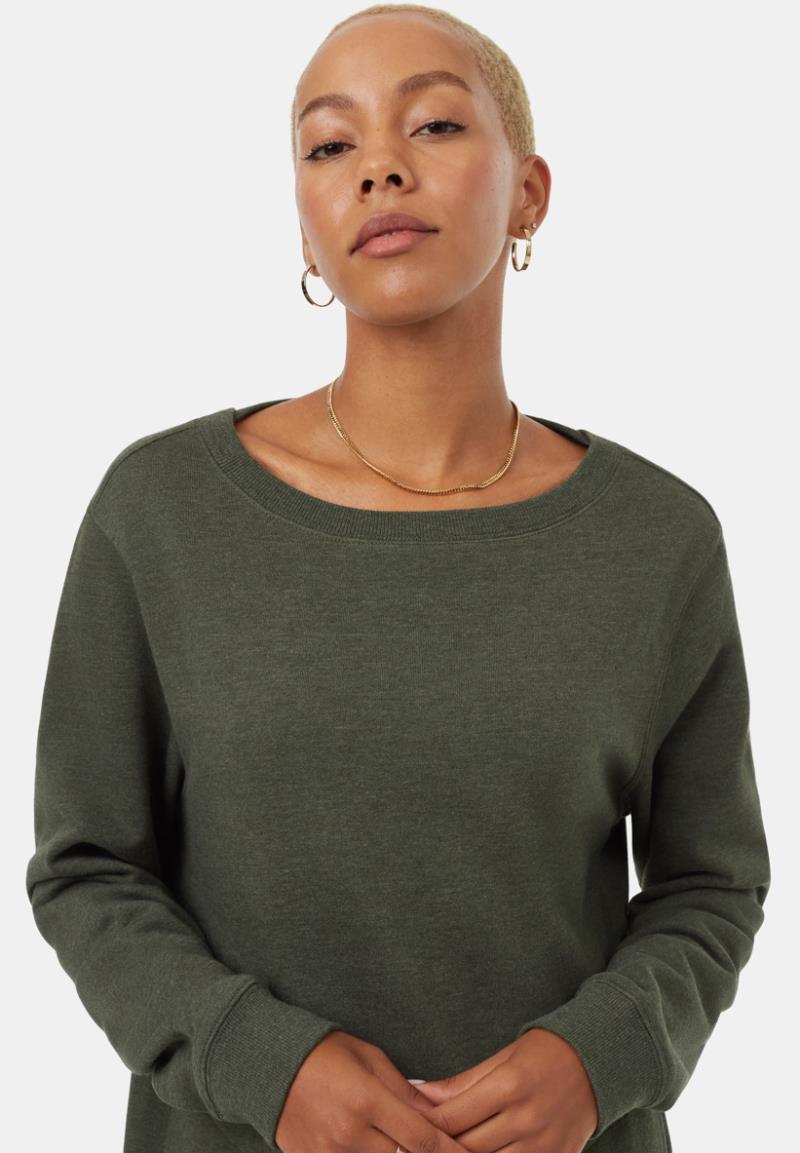 Fleece Crew Dress - dark kombu green heather 1