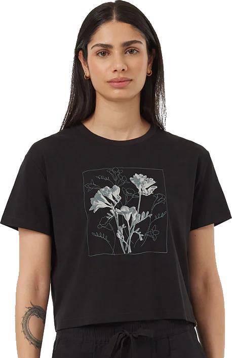Floral Crop T-Shirt - Womens - Meteorite Black / Light Urban Green 1
