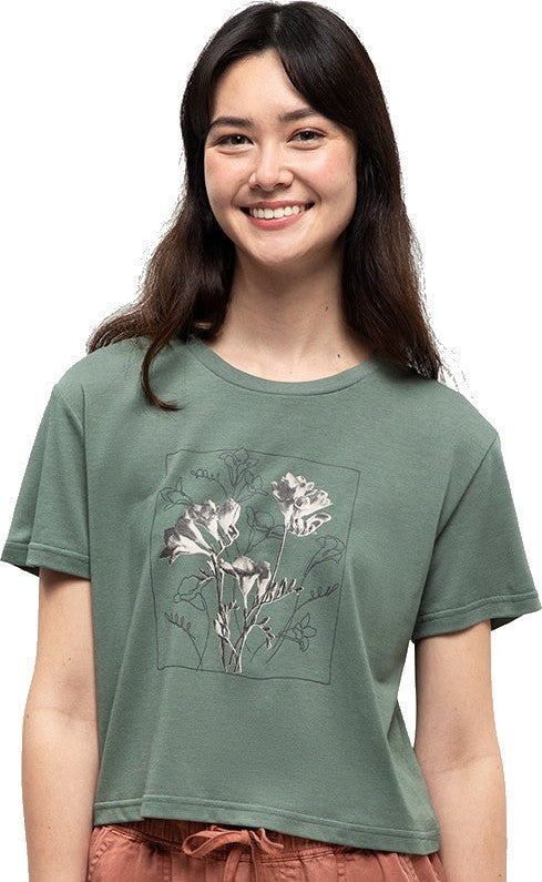 Floral Crop T-Shirt - Womens - agave green / meteorite black 1