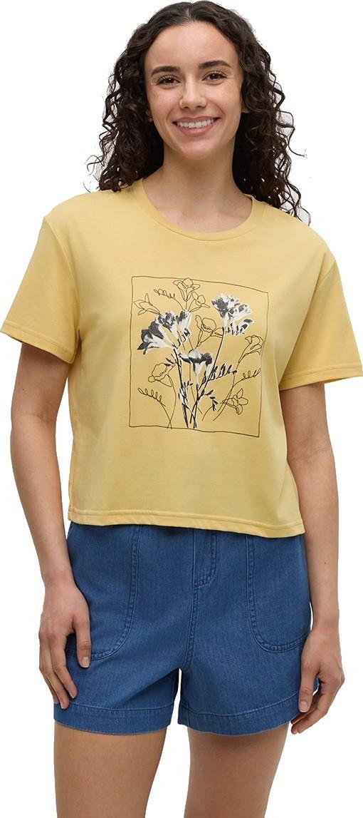 Floral Crop T-Shirt - Womens - dusk yellow / meteorite black 1