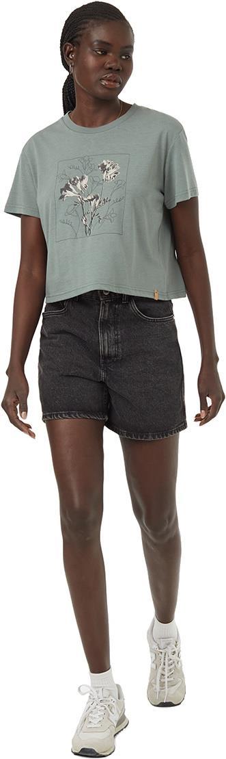 Floral Crop T-Shirt - Womens - eucalyptus / meteorite black 1