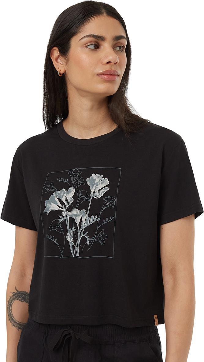 Floral Crop T-Shirt - Womens - meteorite black / light urban green 1