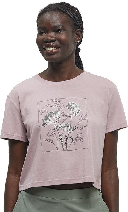 Floral Crop T-Shirt - Womens - vintage mauve / meteorite black 1