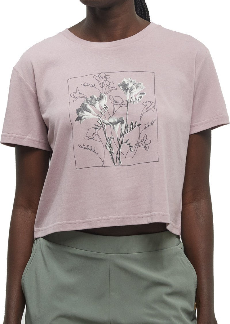 Floral Crop T-Shirt - Womens - vintage mauve / meteorite black 1