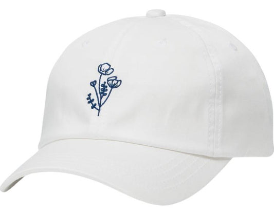 Flower Embroidery Peak Hat - Elm White 1