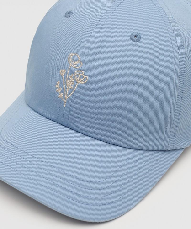 Flower Embroidery Peak Hat - lakeside blue / white oak 1