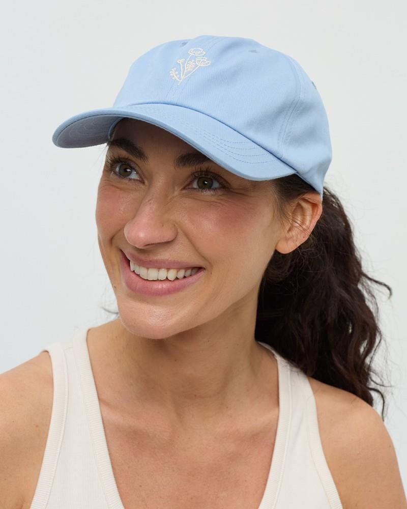 Flower Embroidery Peak Hat - lakeside blue / white oak 1