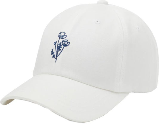 Flower Embroidery Peak Hat - undyed / navy 1
