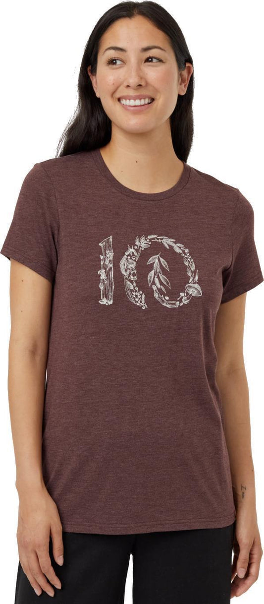 Forage Ten T-Shirt - Womens - Deep Mahogany Heather / Vintage White 1
