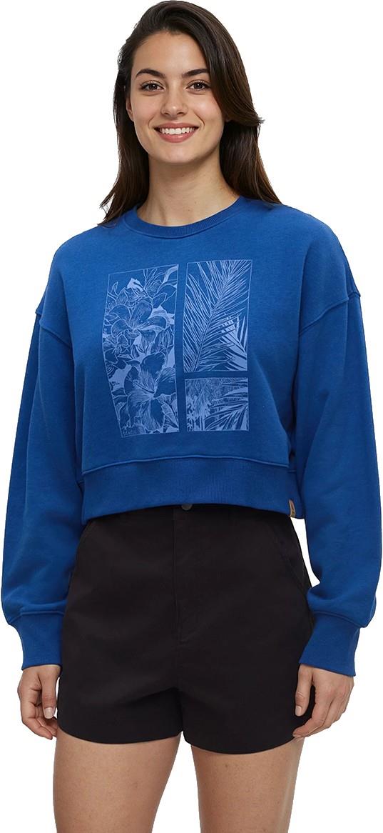 Framed Haitian Blooms Oversized Crop Crew - Womens - nightfall / high tide 1