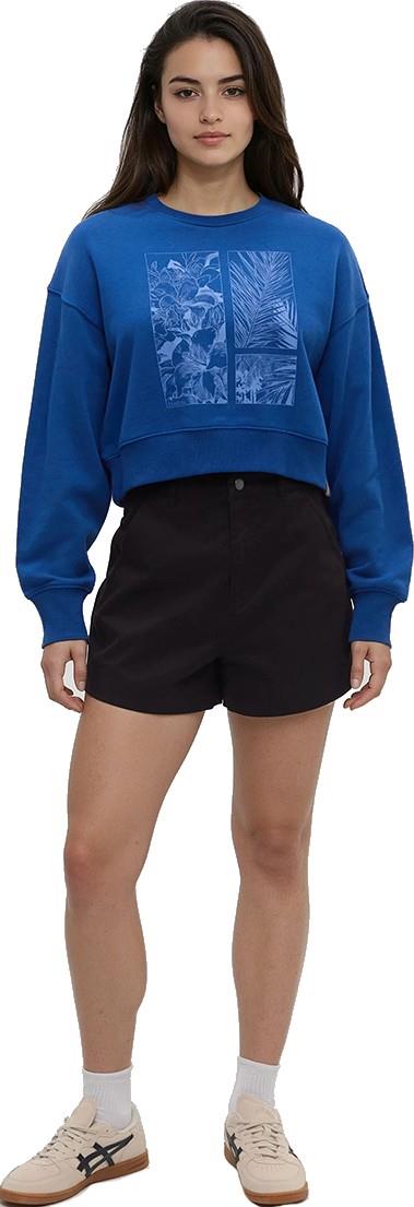 Framed Haitian Blooms Oversized Crop Crew - Womens - nightfall / high tide 1