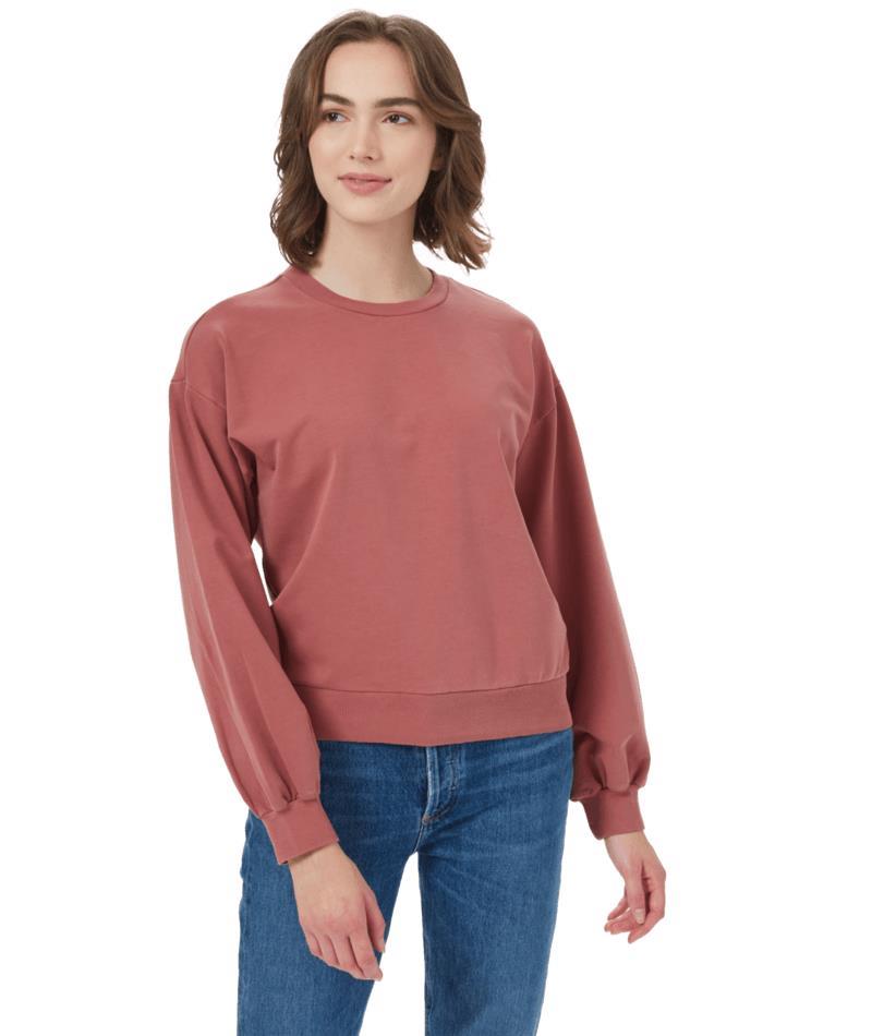 French Terry Balloon Sleeve Crew - Womens - apple butter red 1