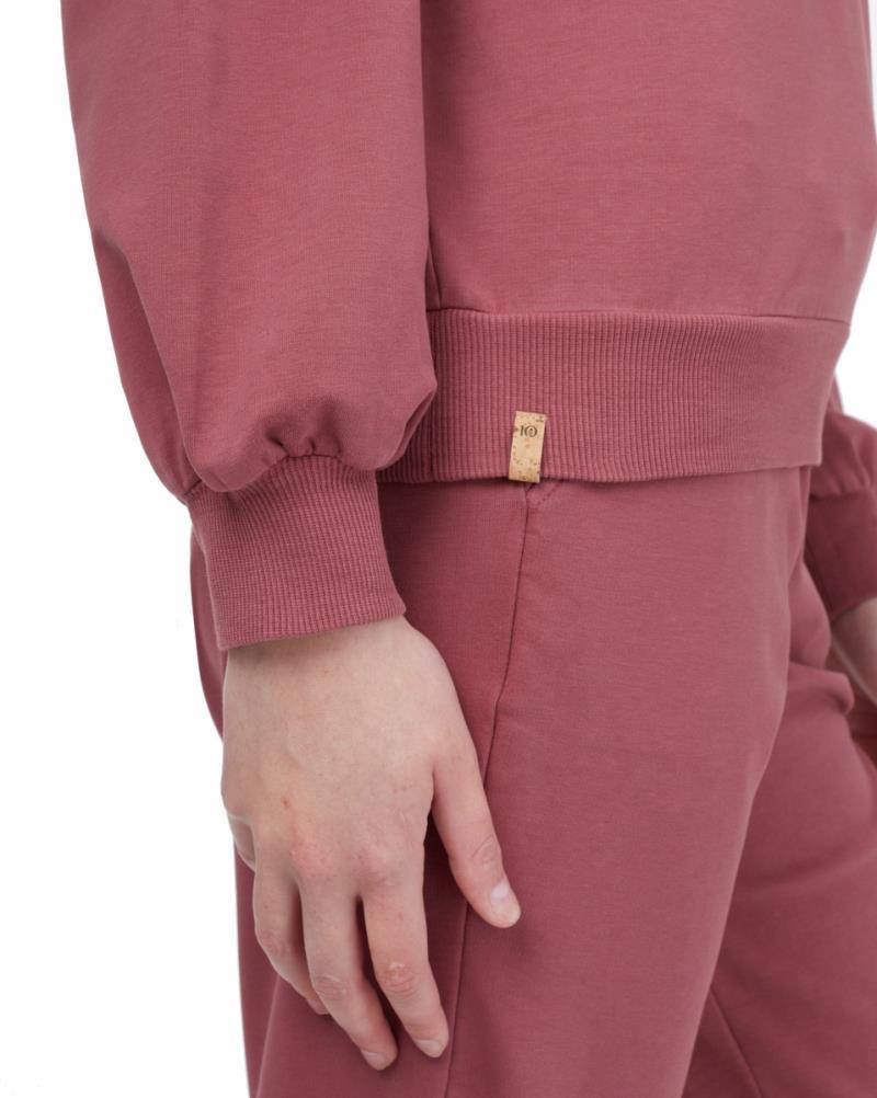 French Terry Balloon Sleeve Crew - Womens - crushed berry 1