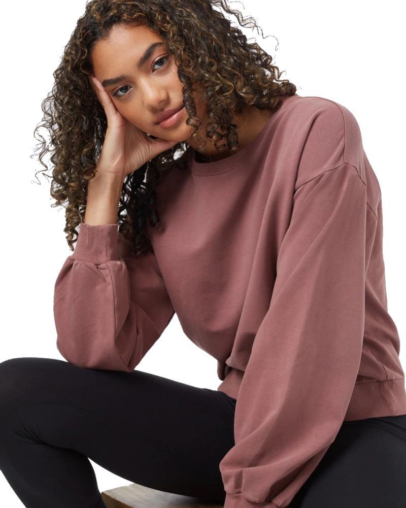 French Terry Balloon Sleeve Crew - Womens - mesa red 1