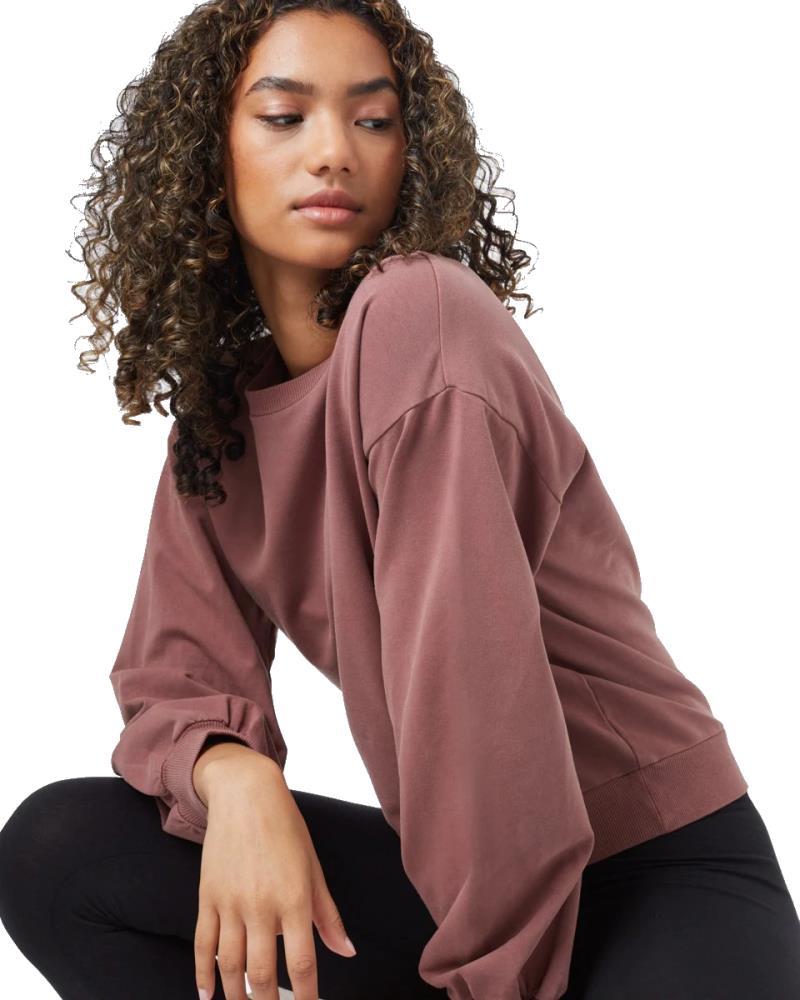 French Terry Balloon Sleeve Crew - Womens - mesa red 1