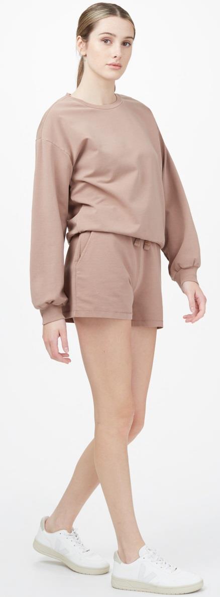 French Terry Balloon Sleeve Crew - Womens - mushroom 1