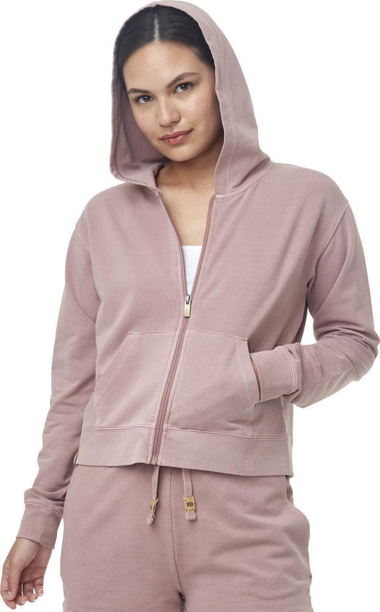 French Terry Boyfriend Zip Hoodie - Womens - burlwood pink 1