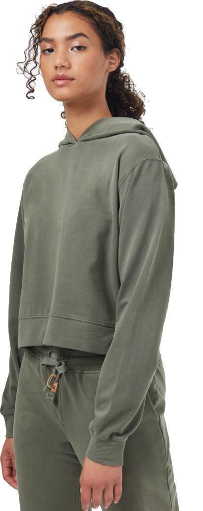 French Terry Cropped Hoodie - Womens - olive night green 1