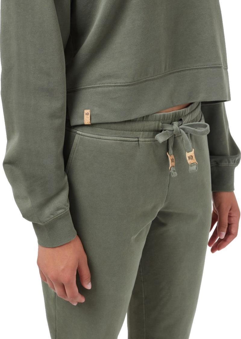 French Terry Cropped Hoodie - Womens - olive night green 1