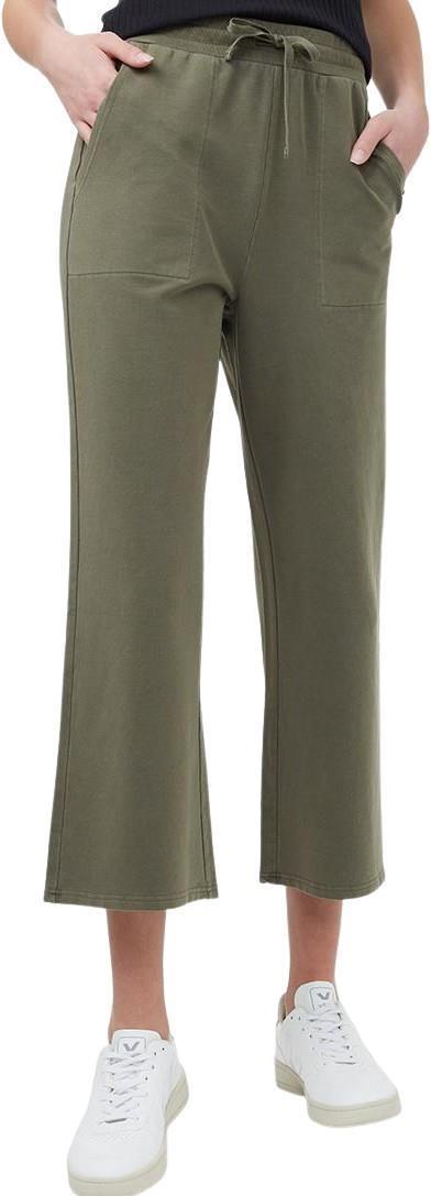 French Terry Wide Leg Sweatpants - Womens - olive night green 1