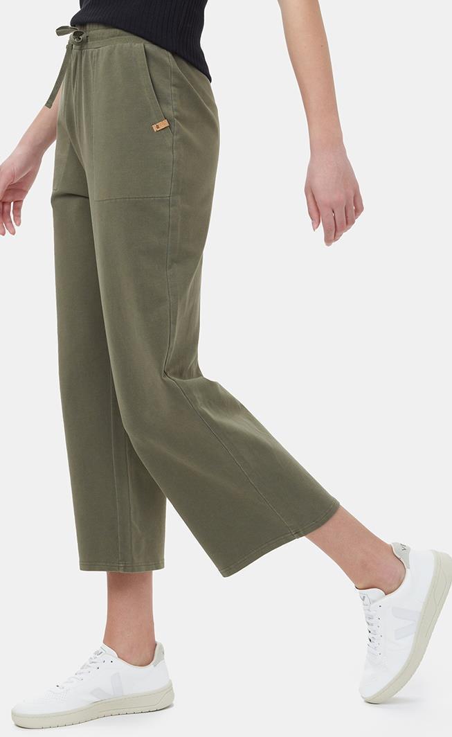 French Terry Wide Leg Sweatpants - Womens - olive night green 1