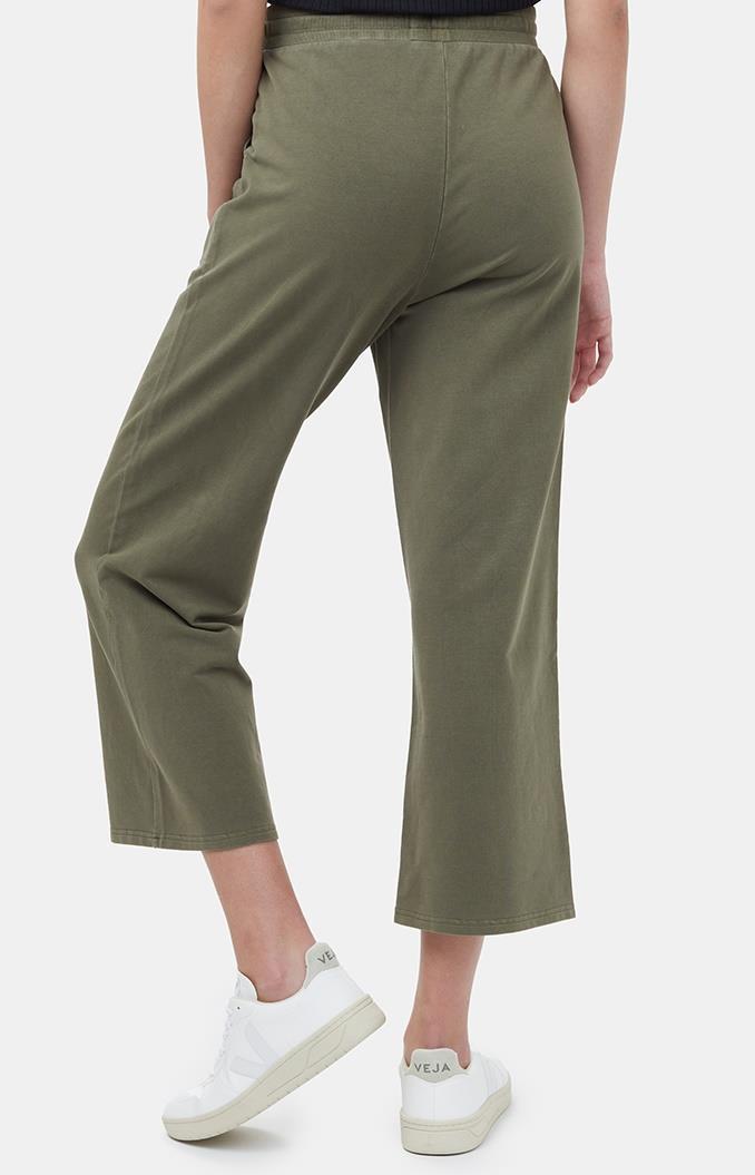 French Terry Wide Leg Sweatpants - Womens - olive night green 1