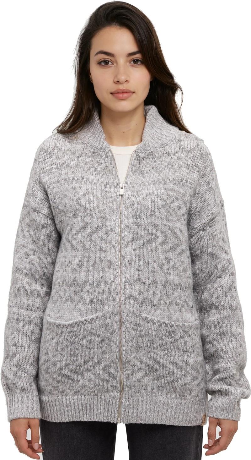 Garibaldi Jacquard Cardigan - Womens - light grey heather / grey blend 1