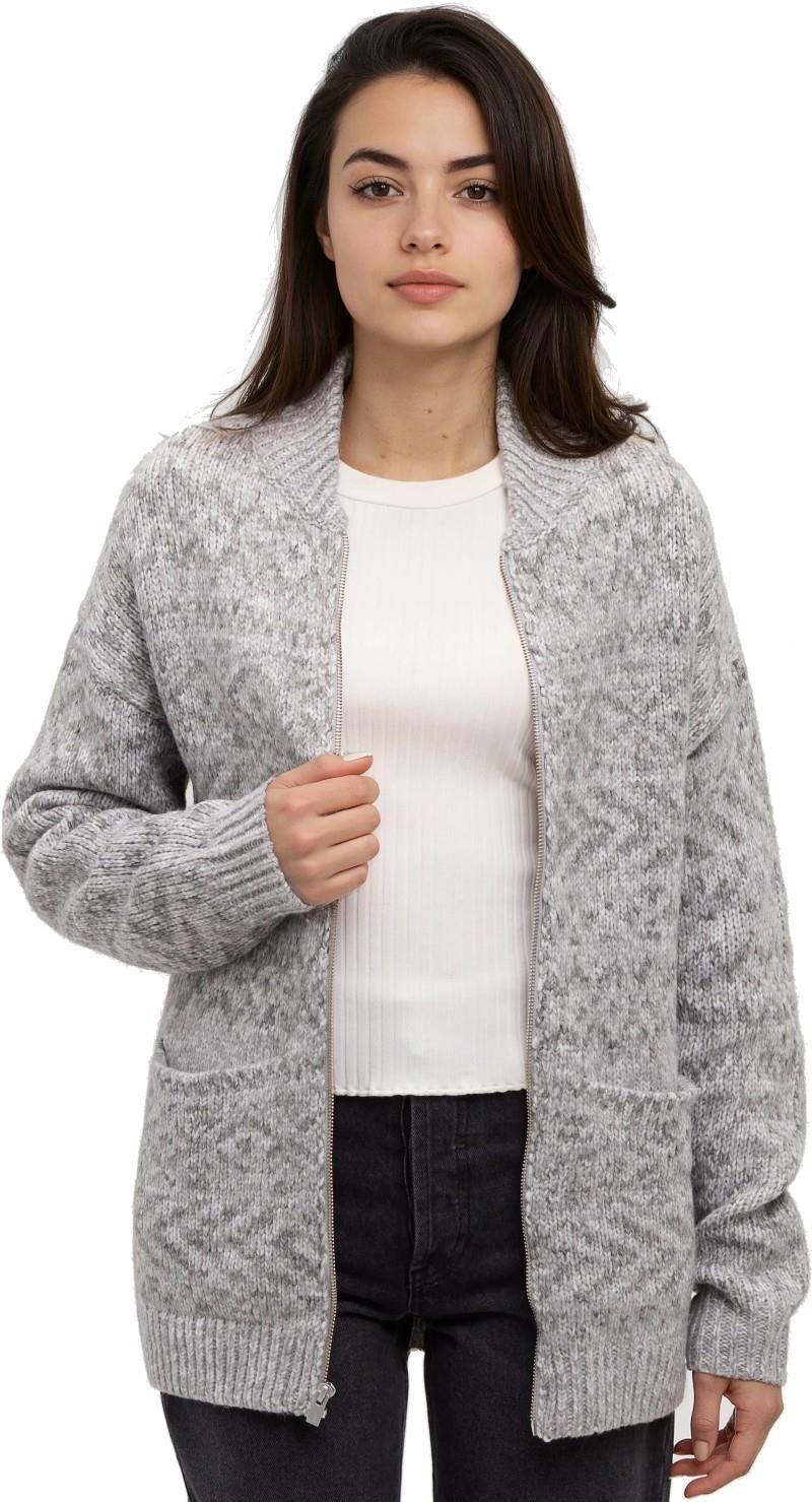 Garibaldi Jacquard Cardigan - Womens - light grey heather / grey blend 1