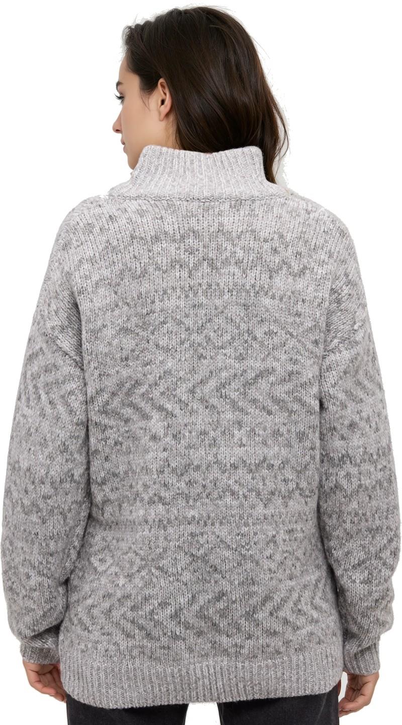 Garibaldi Jacquard Cardigan - Womens - light grey heather / grey blend 1