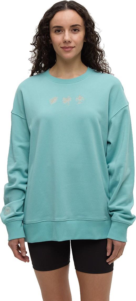 Haiti Embroidery Relaxed Crew - Womens - turquoise sky / white 1