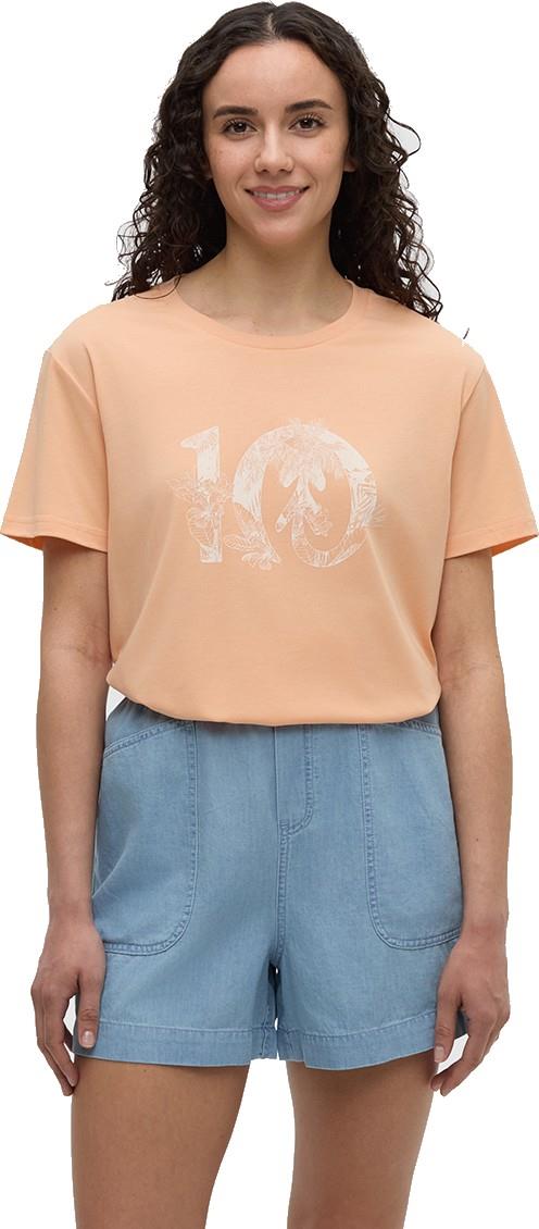 Haitian Foliage Logo T-Shirt - Womens - orange sherbet / vintage white 1