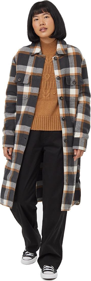 Heavy Weight Flannel Long Jacket - Womens - camel / modern plaid 1