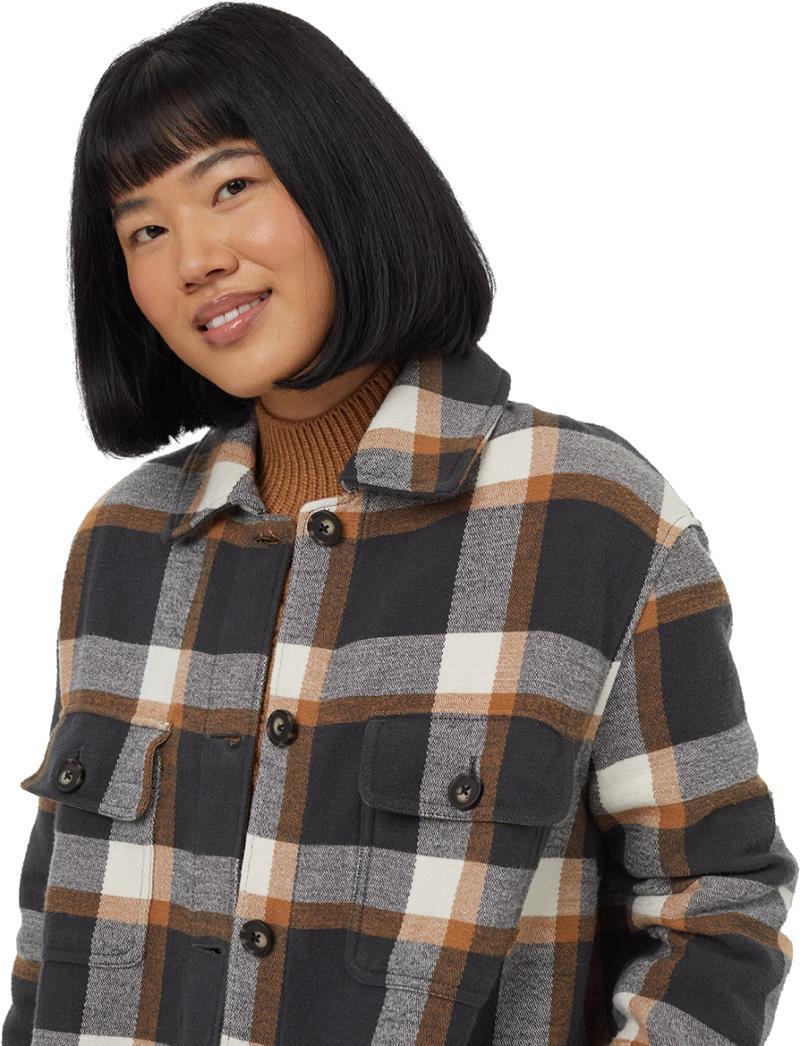 Heavy Weight Flannel Long Jacket - Womens - camel / modern plaid 1