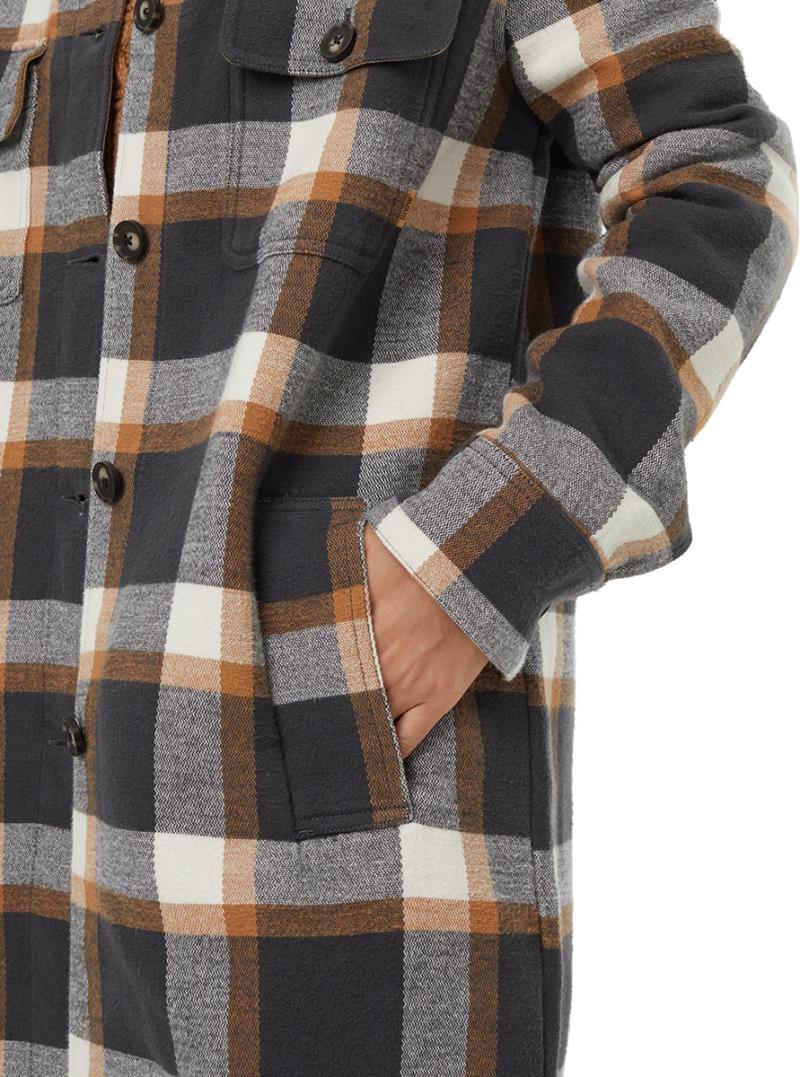 Heavy Weight Flannel Long Jacket - Womens - camel / modern plaid 1