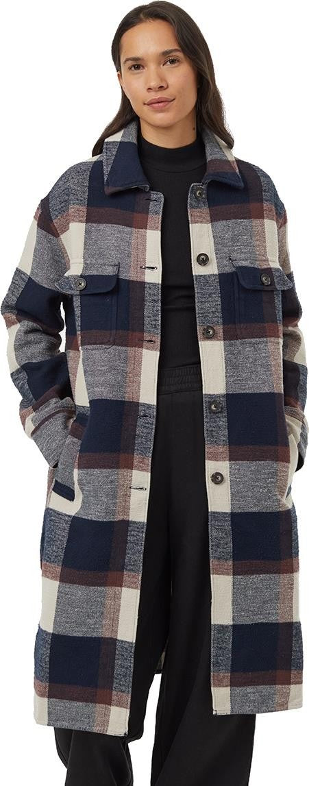 Heavy Weight Flannel Long Jacket - Womens - midnight blue / cabin plaid 1