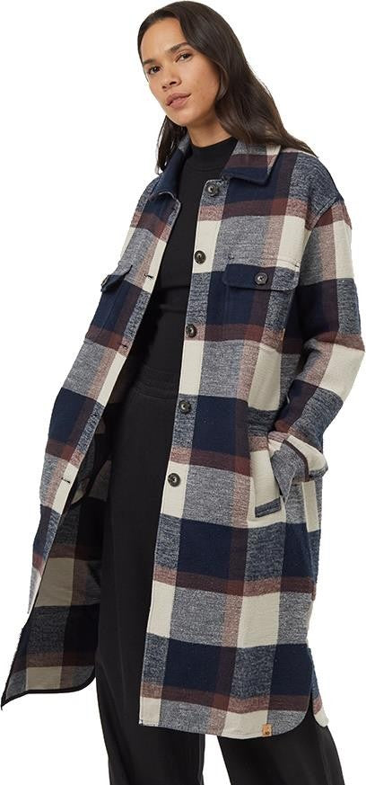 Heavy Weight Flannel Long Jacket - Womens - midnight blue / cabin plaid 1