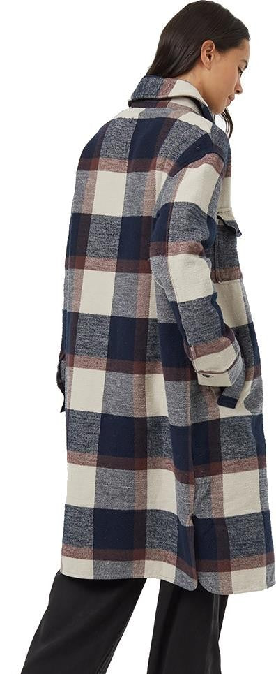 Heavy Weight Flannel Long Jacket - Womens - midnight blue / cabin plaid 1