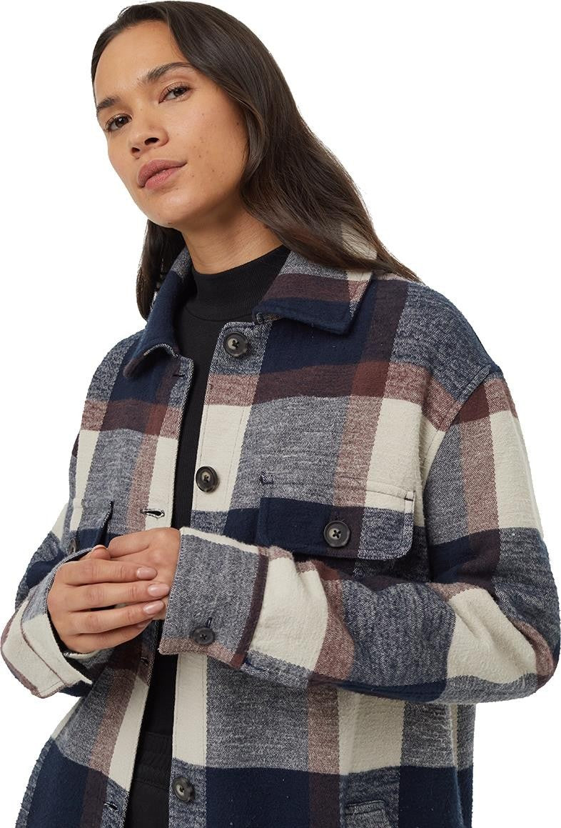 Heavy Weight Flannel Long Jacket - Womens - midnight blue / cabin plaid 1
