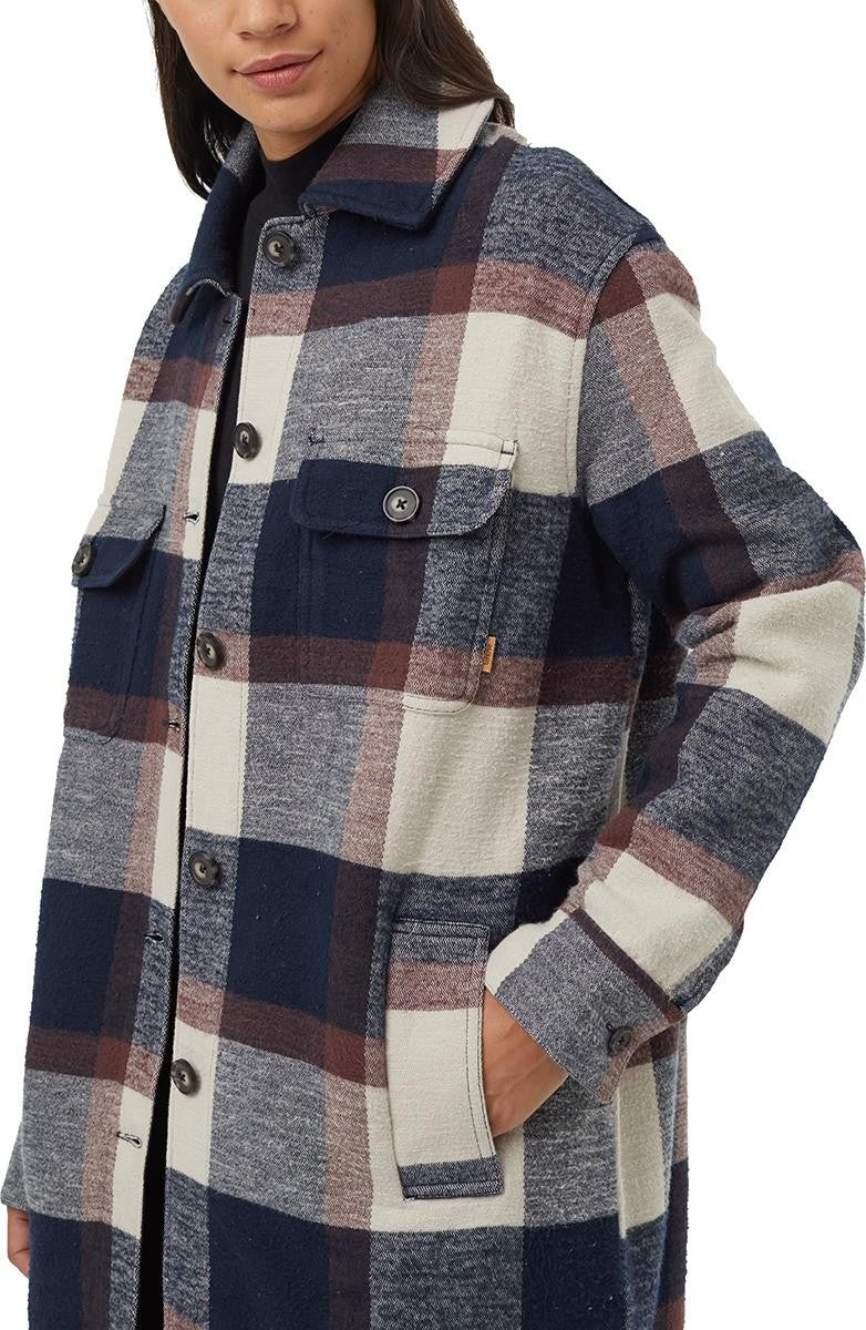 Heavy Weight Flannel Long Jacket - Womens - midnight blue / cabin plaid 1